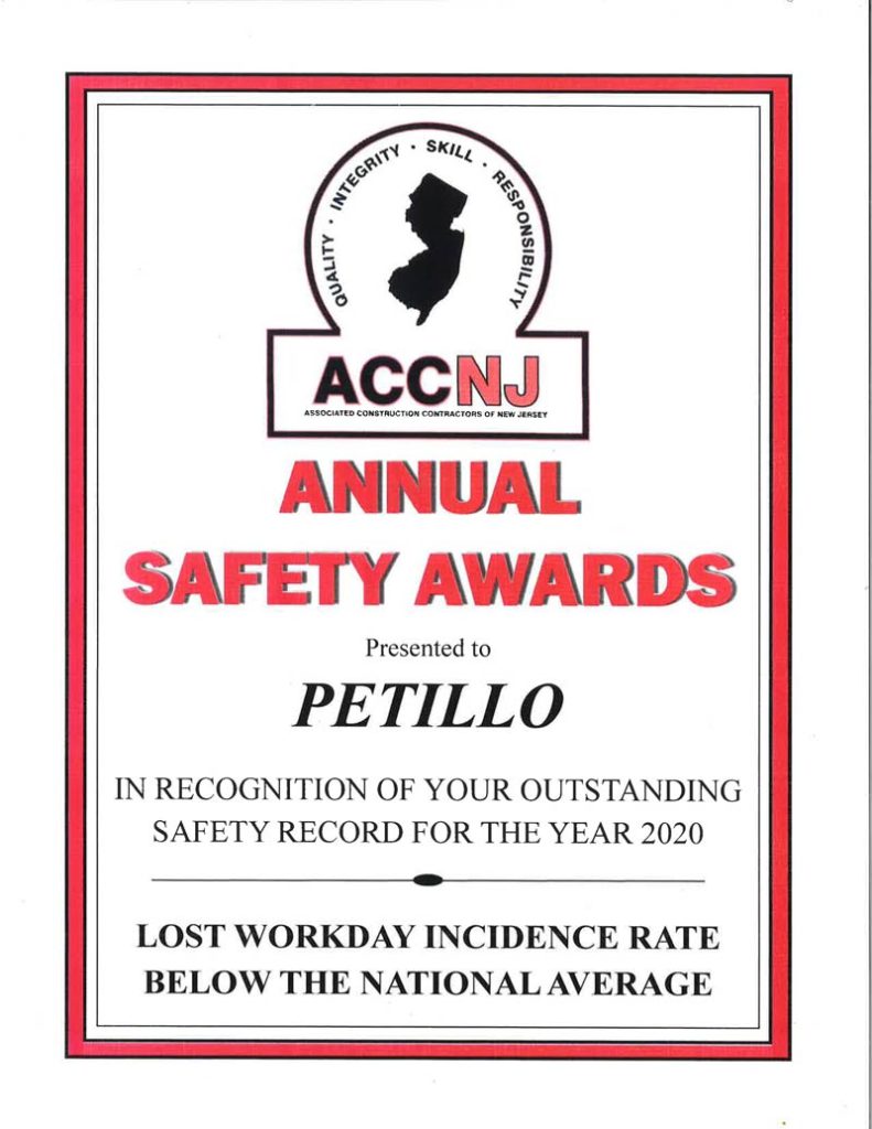 2020 ACCNJ Annual Safety Award