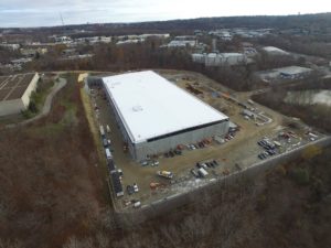 Aerial view of the FedEx Distribution Center construction in Elmsford.
