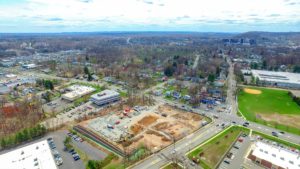 Hanover Commons aerial photo from 350 feet to the South of the construction site