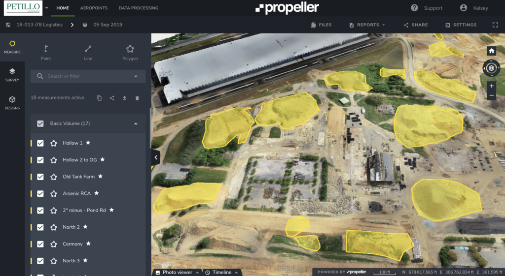 Screenshot of Propeller Software for managing material movement and land reclaimation