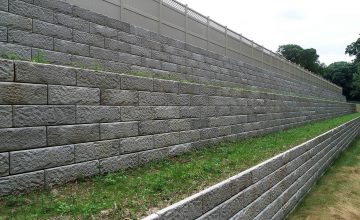 Alternate view of tiered retaining wall construction.