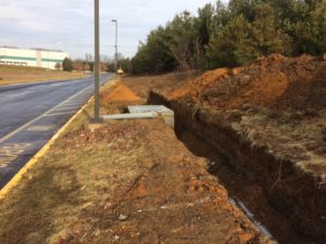 Water management ditch and culvert for Interstate Boulevard Phase 1 project.